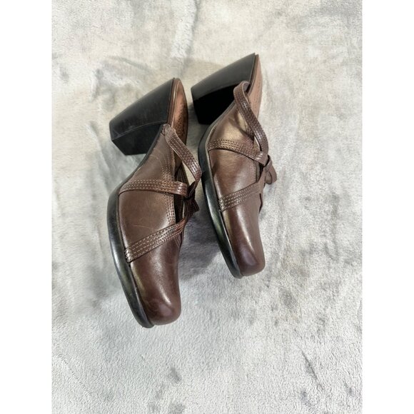 Clarks womens shoes size 7M brown leather strappy mules - Picture 4 of 16